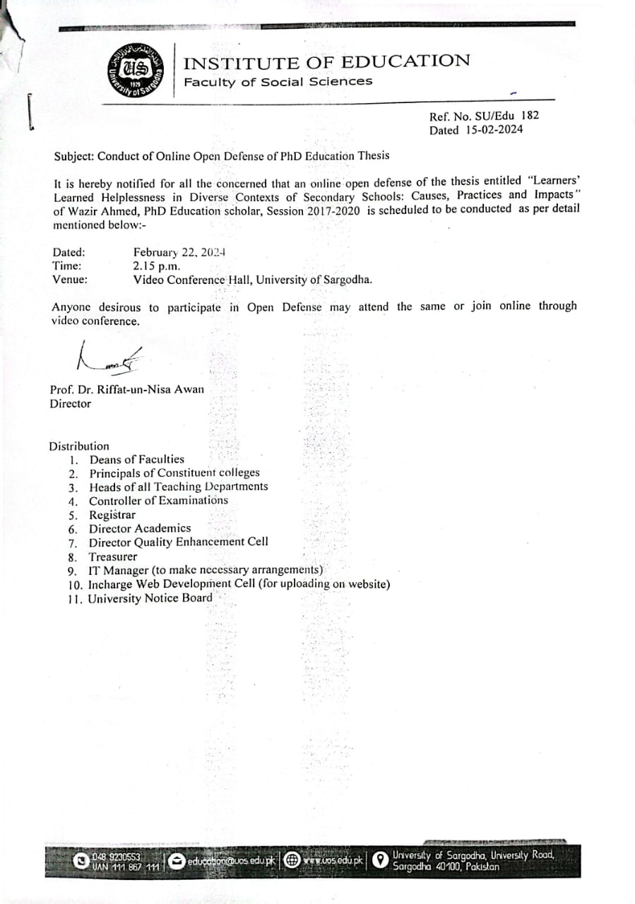 Open Defense of PhD Education Thesis (Education)