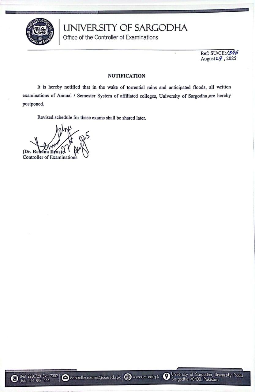 Notification Regarding Postponement of Affiliated Colleges exams