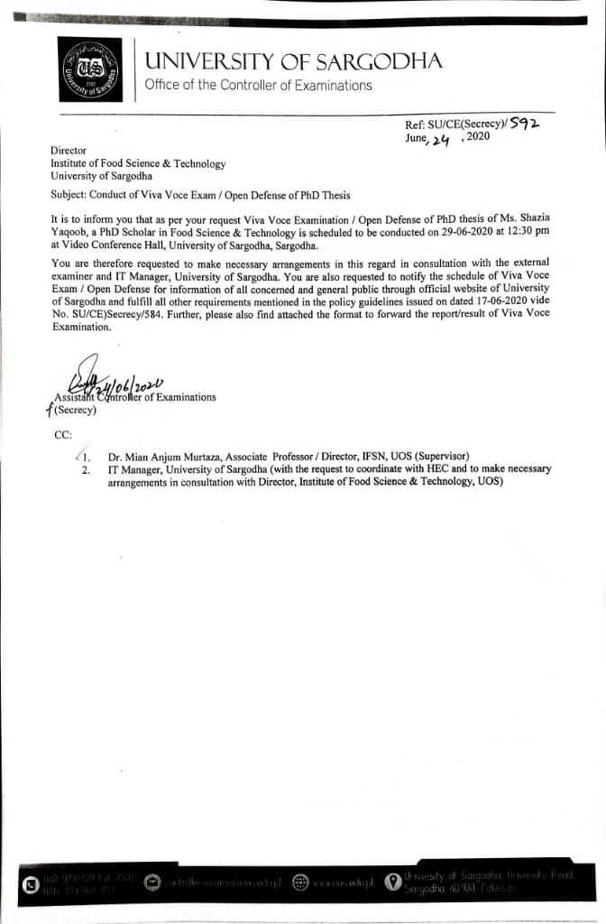 Conduct of Viva Voce Examination/Open Defense of PhD Thesis ( IFSN )