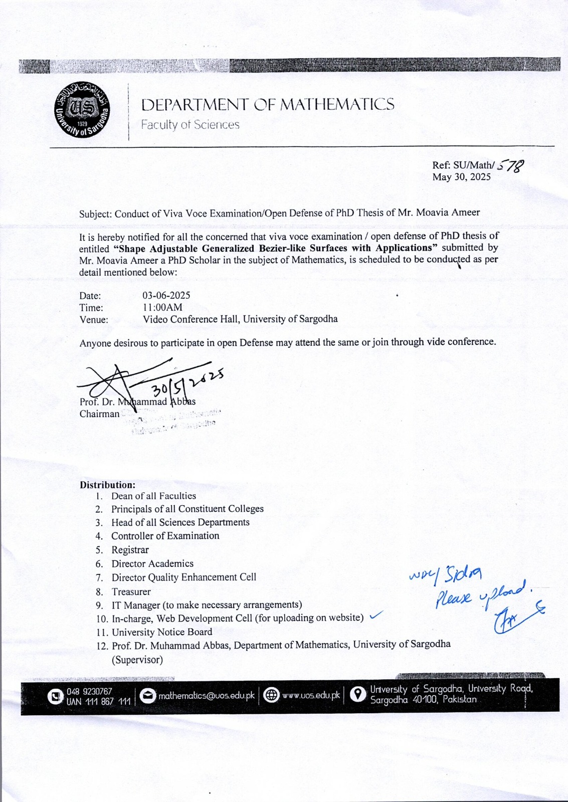 Conduct of Viva Voce Examination / Open Defense of PhD Thesis