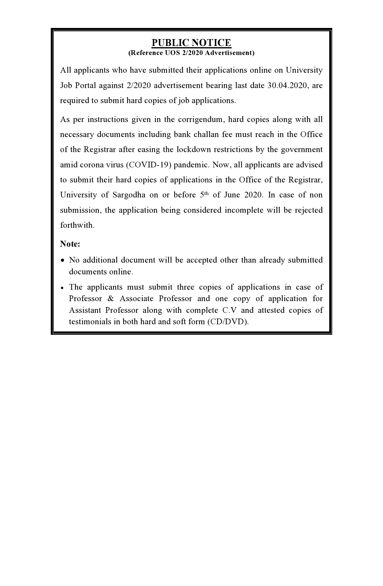 Notification Regarding Students of Ex-PPP